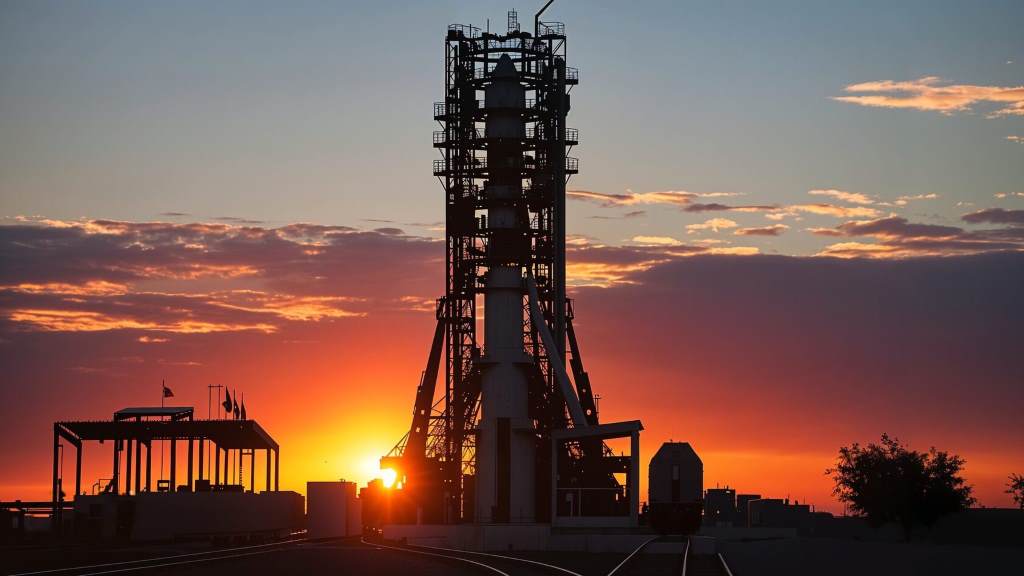 Historic Korolev and Gagarin cottages at Baikonur site amid steppe landscape