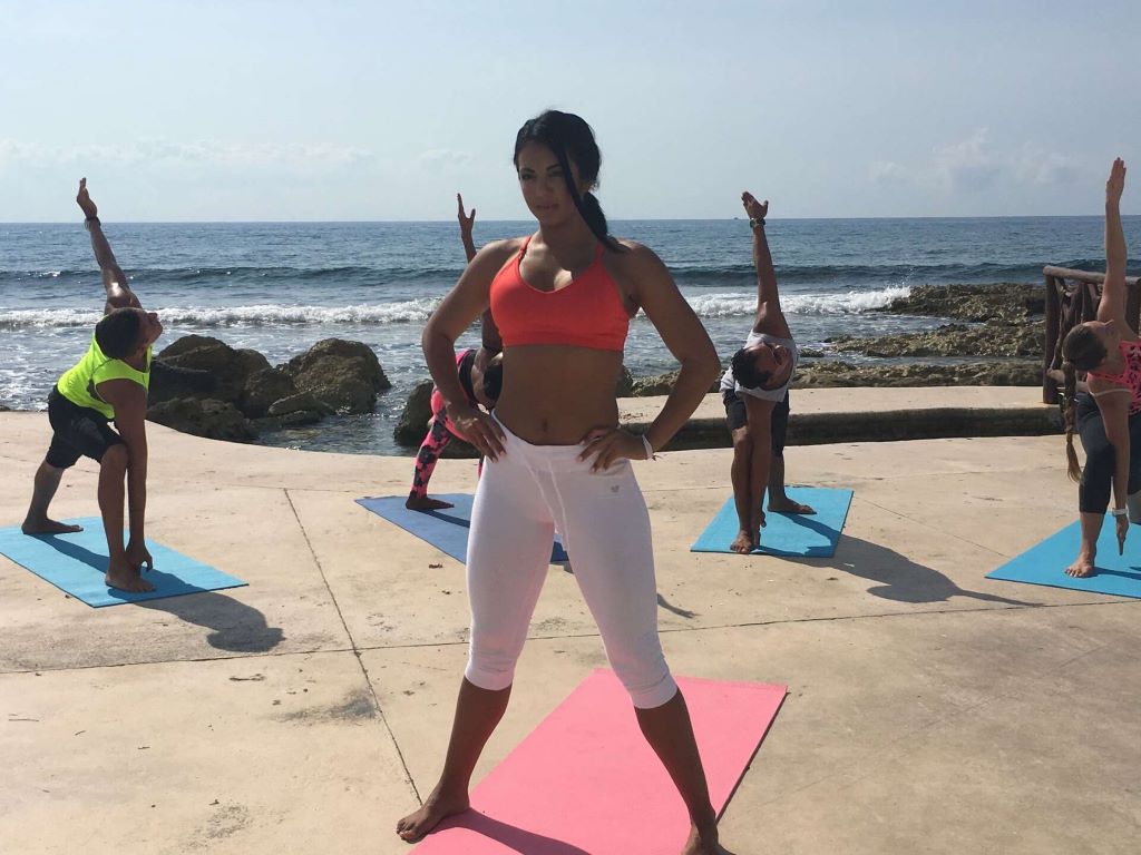 Healthy travel routine with exercise and stretching in a Texas setting