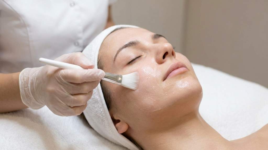 Cool compress soothing sensitive skin after facial peel